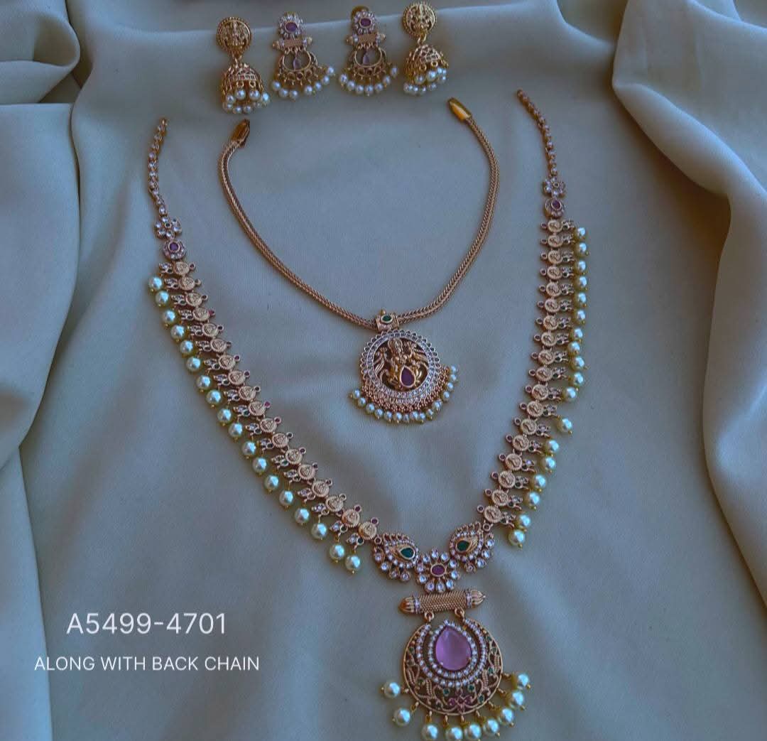 AD stone Antique Look Diamond Necklace Set