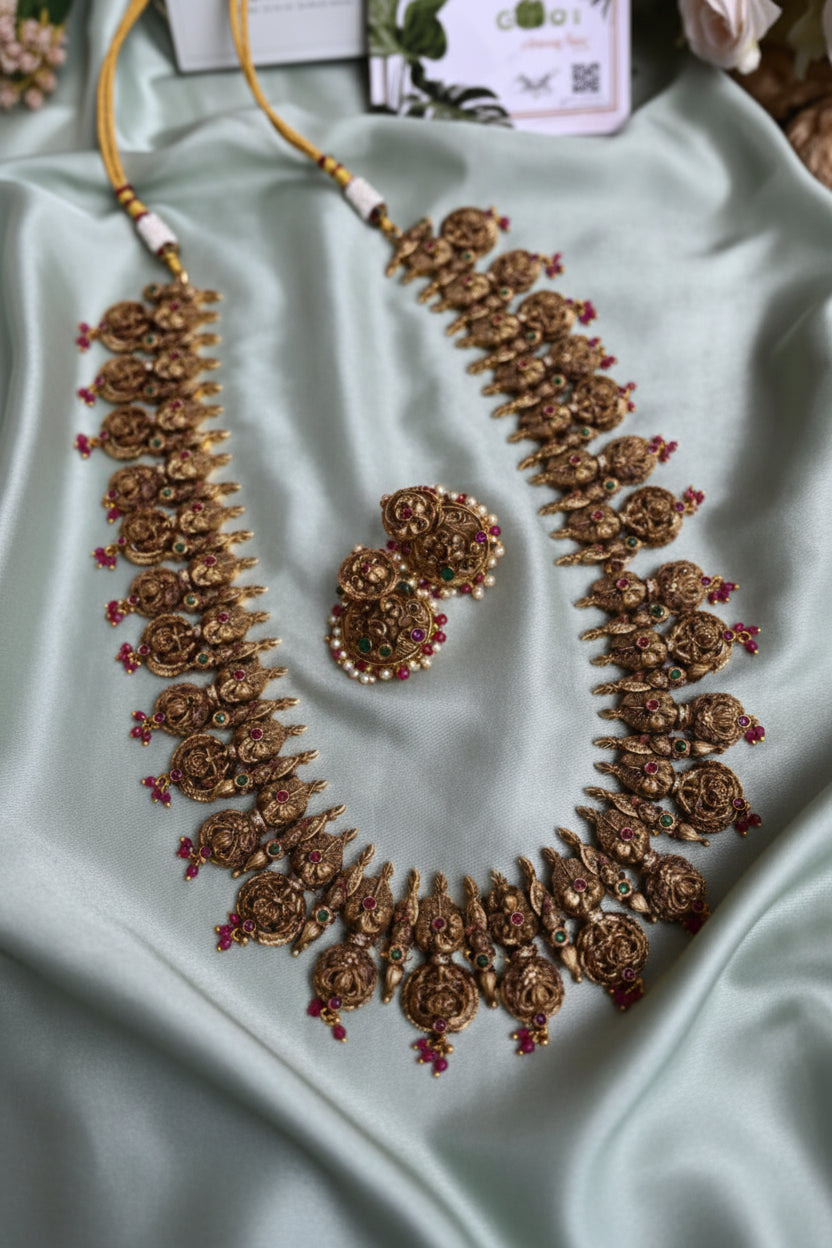 Antique Lakshmi Pink Beads Classic Antique Haram set