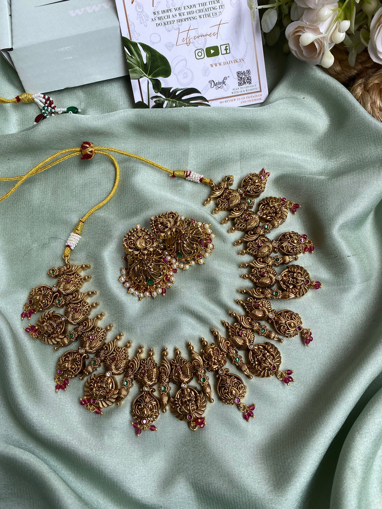Antique Lakshmi Pink Beads Classic Antique Haram set