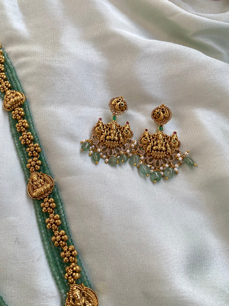 Golden Lakshmi Beads layered Long haram with Stunning Balis
