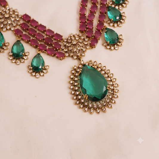 Stunning Floral Teardrop  Victorian Layer Necklace