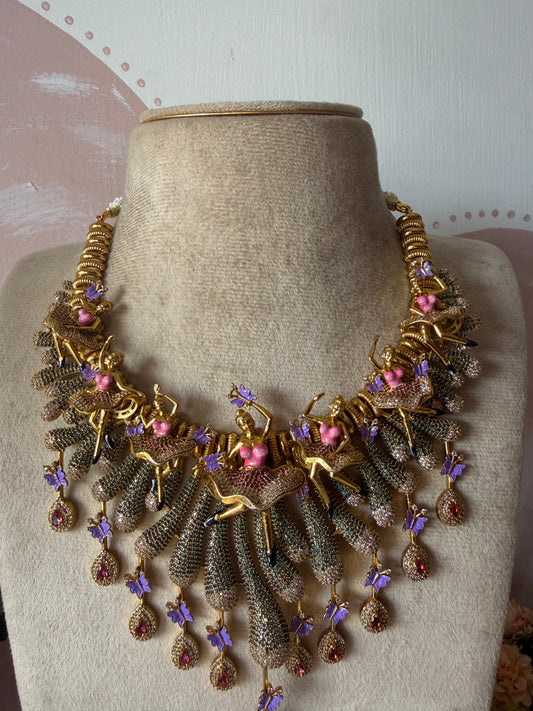 Designer Floral Dancing Diva Necklace With Earrings