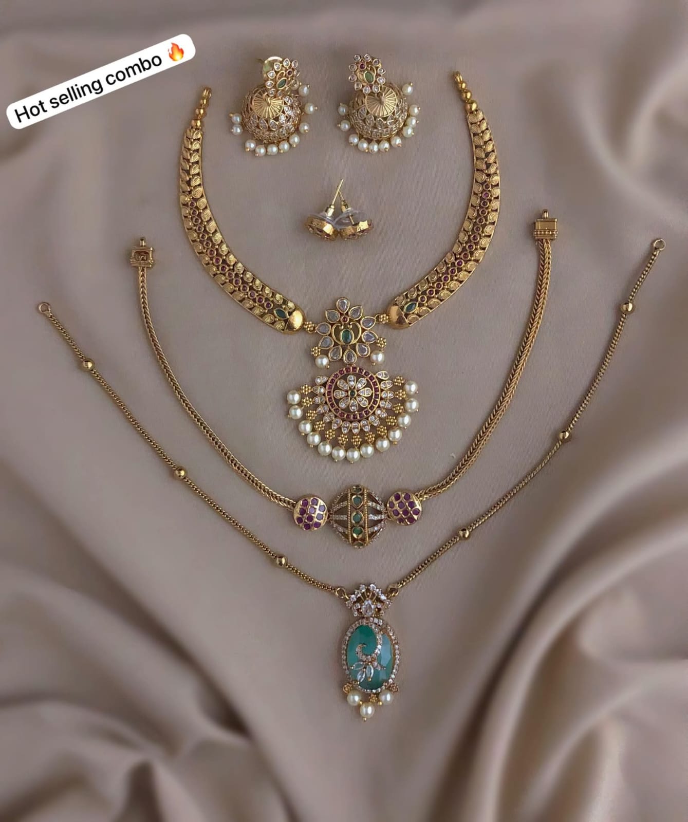 Swarna Super AD stone Necklace Combo Set