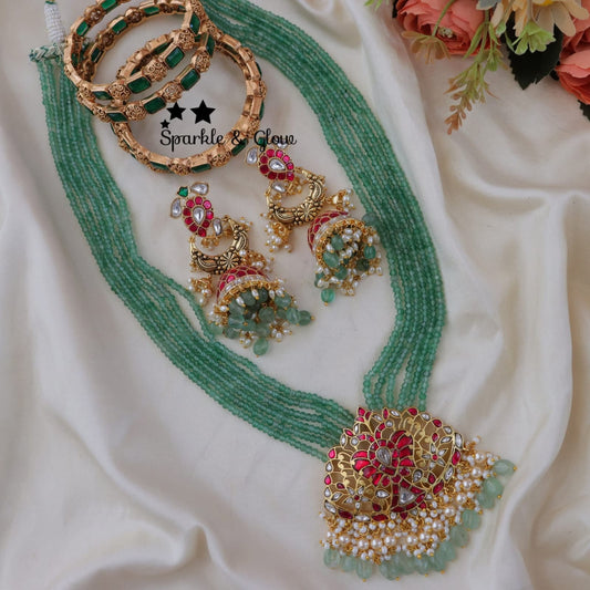 Kunti Look Bridal Green Set Necklace Set