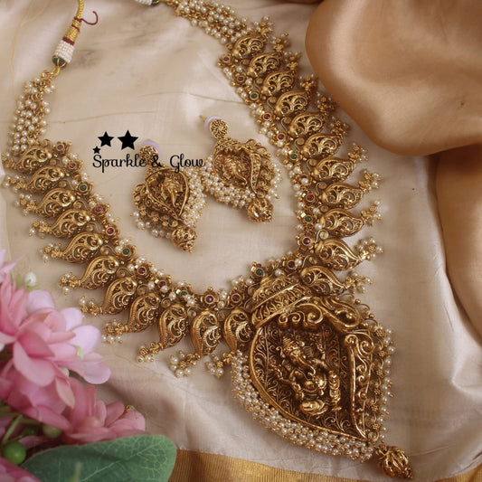 Riya Super Mango Necklace With Temple Work