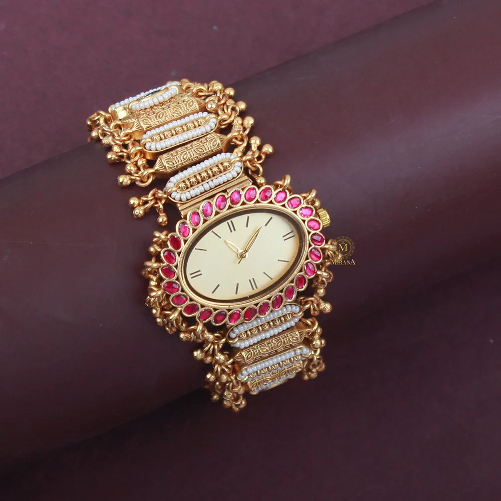 Royal Heritage Kundan Designer Bracelet Watch