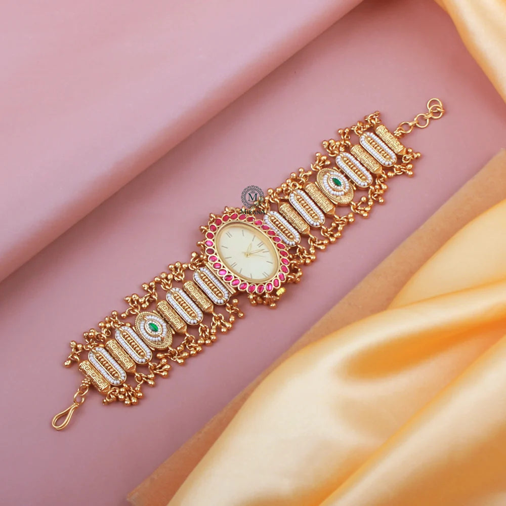 Royal Heritage Kundan Designer Bracelet Watch
